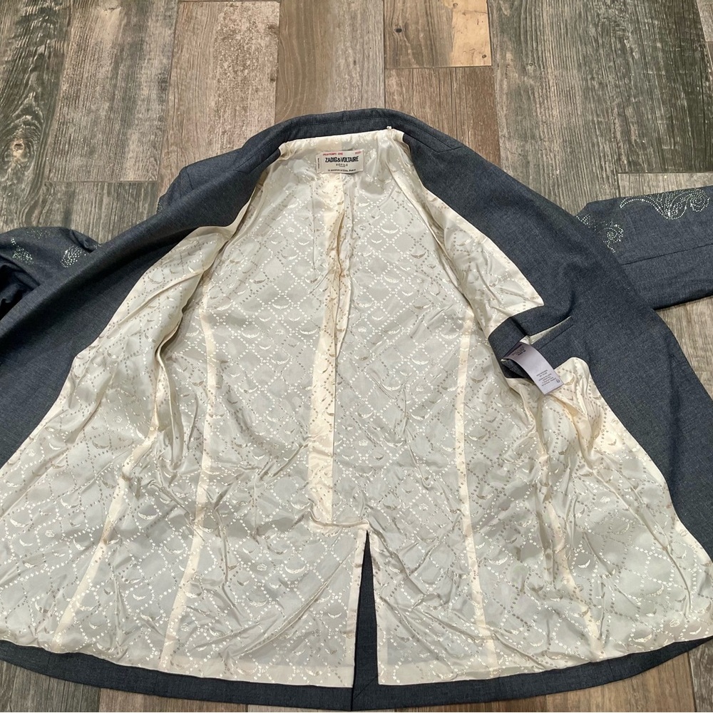 Zadig & Voltaire Women's Size 36 Grey Venus Paisley-embellished Blazer $798 - Picture 14 of 16